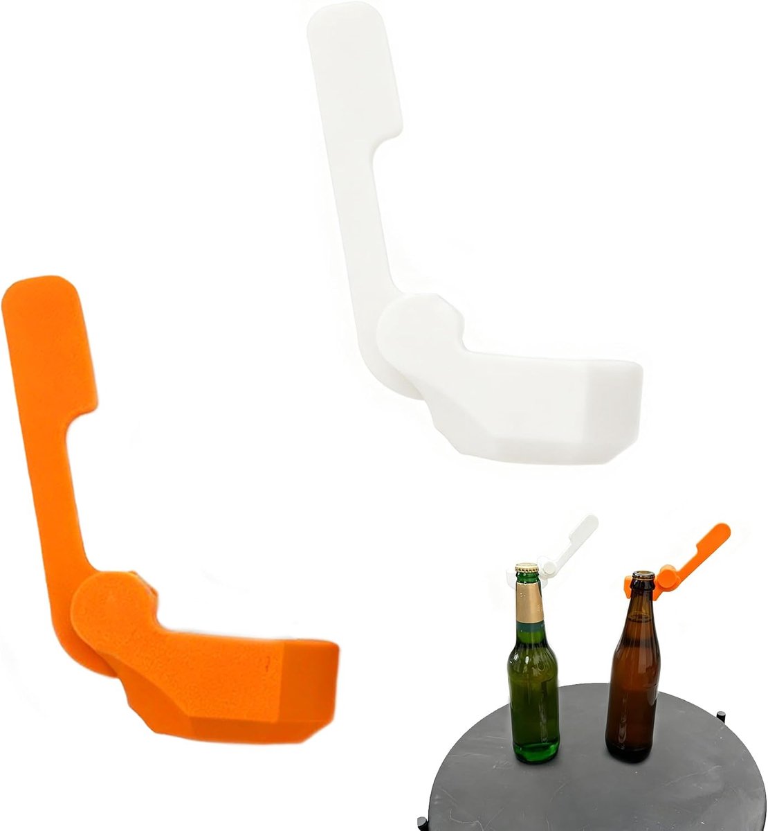 Flesopener set van 2 3D-print met capsulewerper, veerdruk, bieropener voor flessen van 330 ml, grappige kroonkurkopener, feest, camping, bier, cadeau voor mannen, Vaderdag, verjaardag