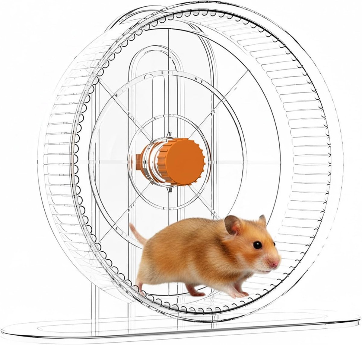 Super Silent 21 cm, stil hamster loopwiel PP verstelbare hamsterwielen kleine dieren loopwiel groot rattenwiel voor germuizen chinchilla's kleine dieren (transparant)