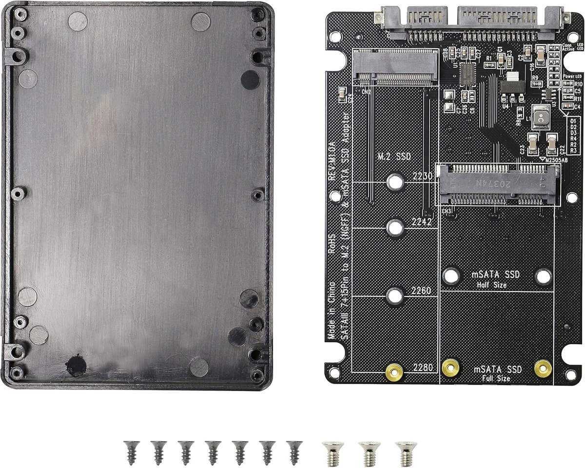 2-in-1 Combo M.2 NGFF B-sleutel en sata SSD naar SATA 3.0 Adapter (M.2 en mSATA SSD naar 2.5 Inch Converter)