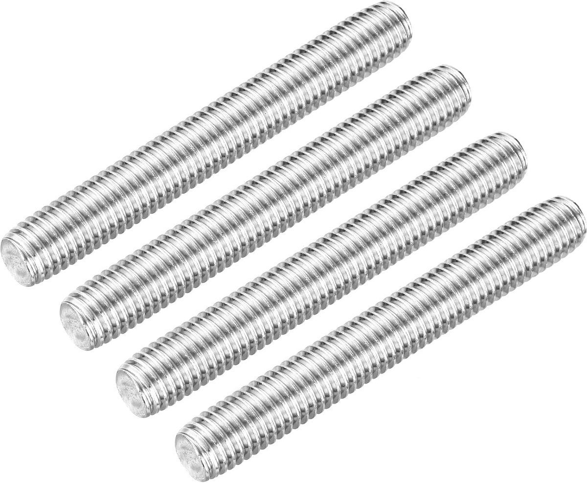 4 stuks draadstangen volledig 1/2"-13 UNC geen schroefdraad 95 mm lang roestvrij staal 304 rechte draadstaven, stangbouten voor reparatie, knutselen