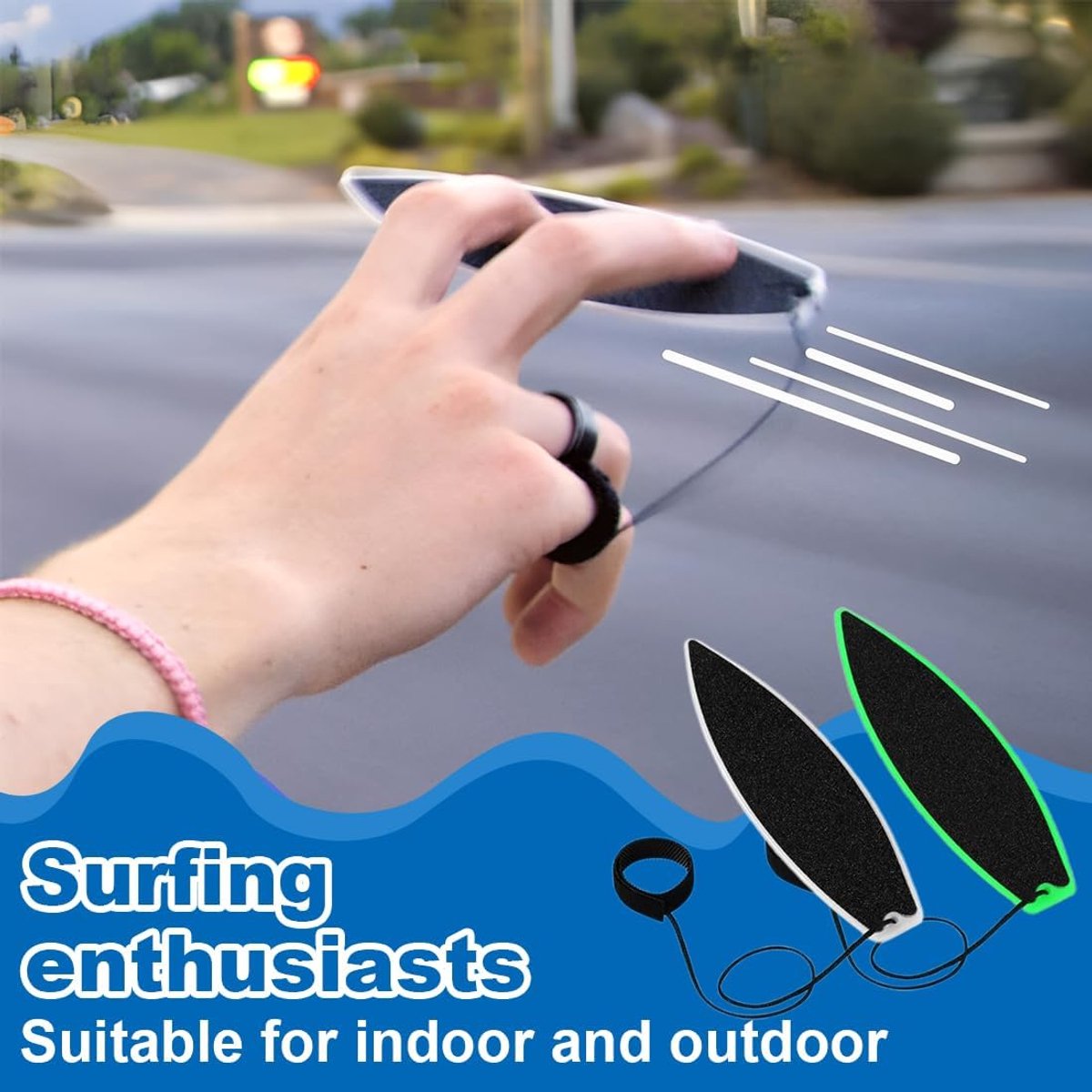 5 vingersurfplanken, mini-surfplanken, voor windende auto, voor kinderen, jongeren en volwassenen, voor binnen en buiten (5 kleuren)