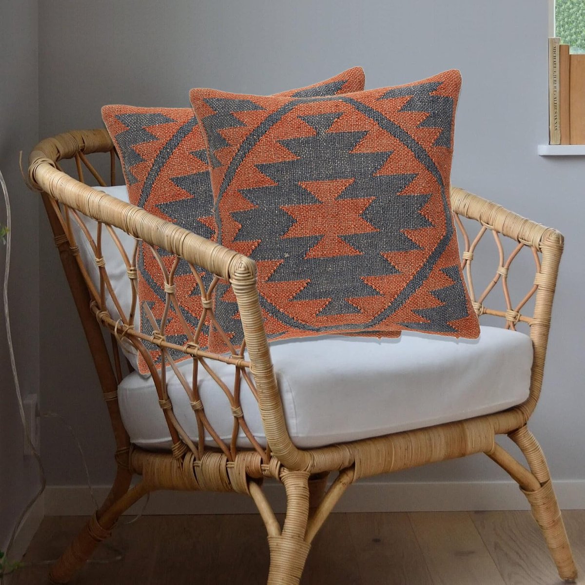 Kussenhoes 45x45 cm - Wollen Jute - Handgeweven Kelim Design - Voor woonkamer - SnelShoppen