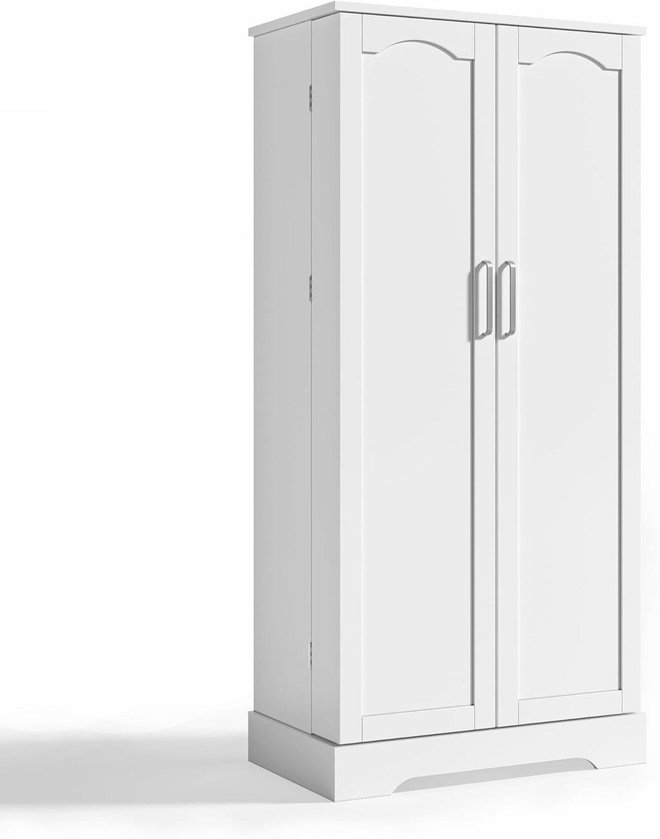 Keukenkast met LED - Voorraadkast Hoge Kast - Keuken Organiseren - Geïntegreerde Sensor LED - 60x35x128 cm - Wit