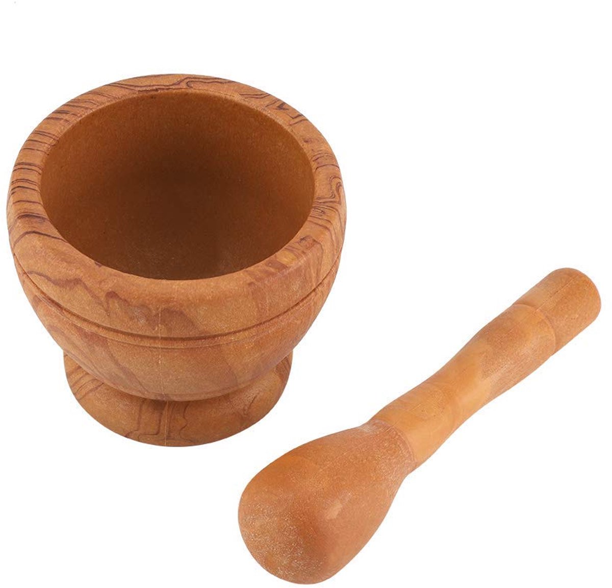 Slijppot, Kom Handmatige Plastic Knoflook Grinder Mortier Stamper Set Slijpkom Keuken Gereedschap Smashing Tools voor Voedsel Poeder (Houtkorrel)