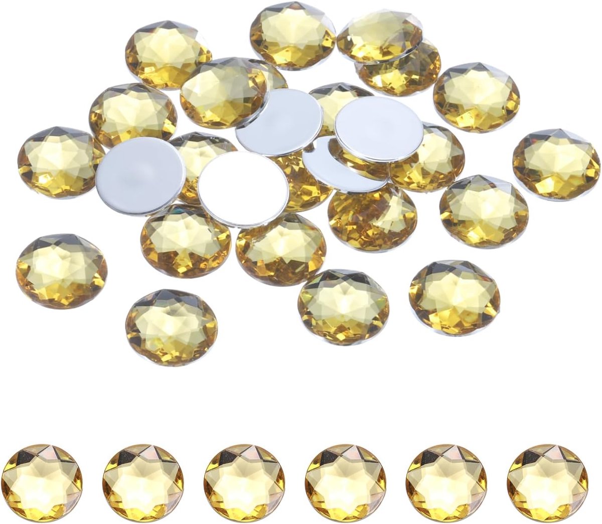 50 stuks strass-steentjes, strass-steentjes met platte achterkant, glitter-steentjes voor knutselen, 14 mm ronde acryl kristal edelstenen voor kleding, schoenen, DIY decoratie, cadeaus