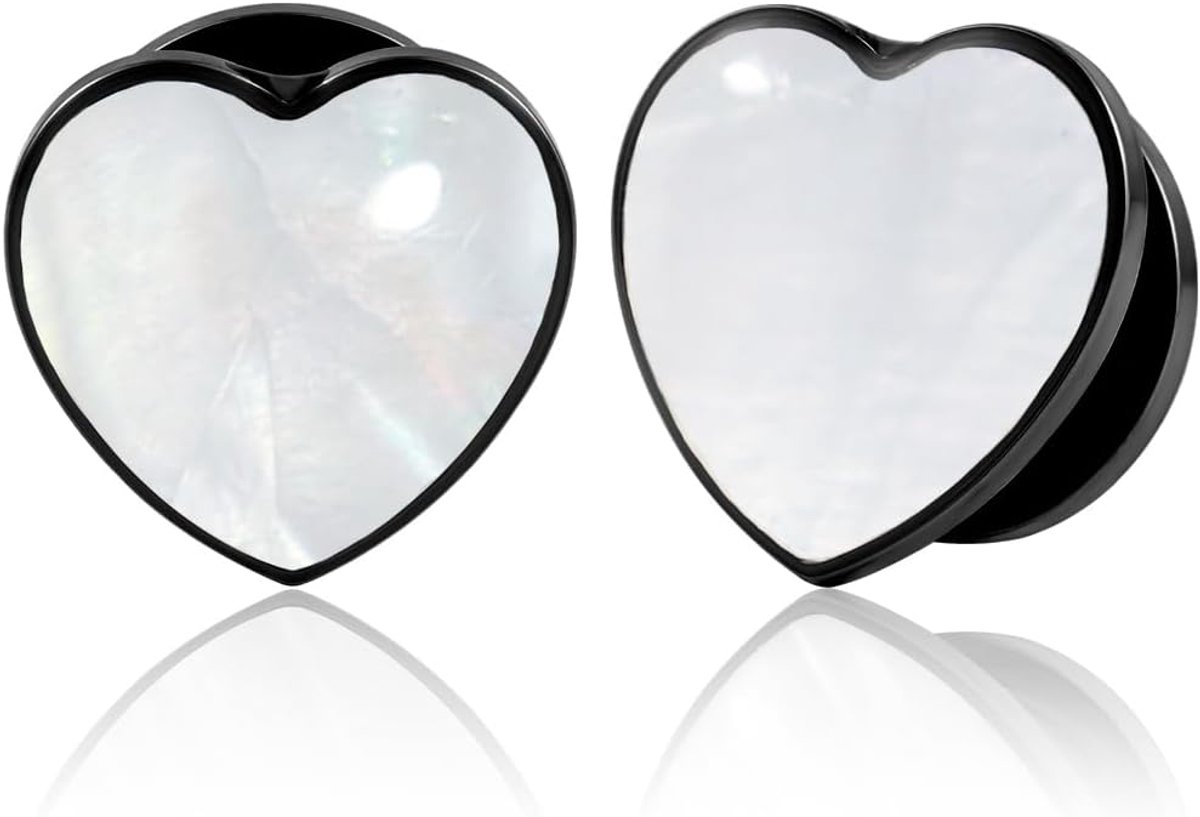 Oortunnel 1 paar flesh plugs hart schelp roestvrij staal voor mannen en vrouwen oorpiercing uitgerekte sieraden 8 mm tot 16 mm