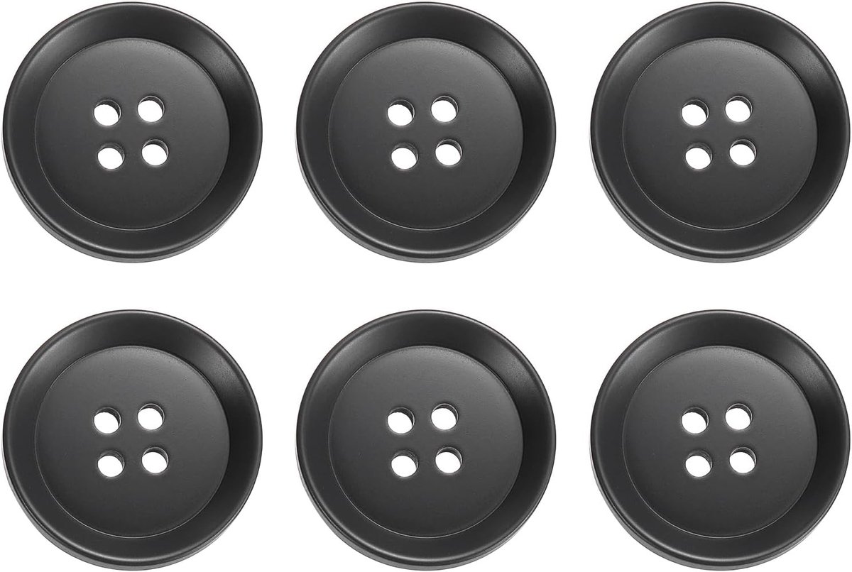 Knopen, 30 mm, 4 gaten, harsknopen om aan te naaien, knutselknopen, ronde reserveknopen voor naaien, mantel, overhemden, kleding, doe-het-zelf, handwerk, decoratie, zwart