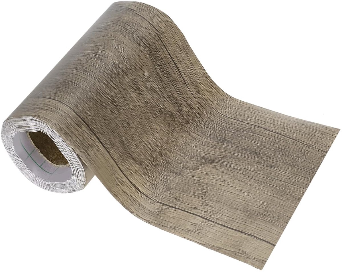 Reparatietape in houtlook, 4,7 inch x 33 m, zelfklevende reparatiepleisters met realistische textuur voor vloerdeuren, tafels, kasten, bureaus, teakgeel