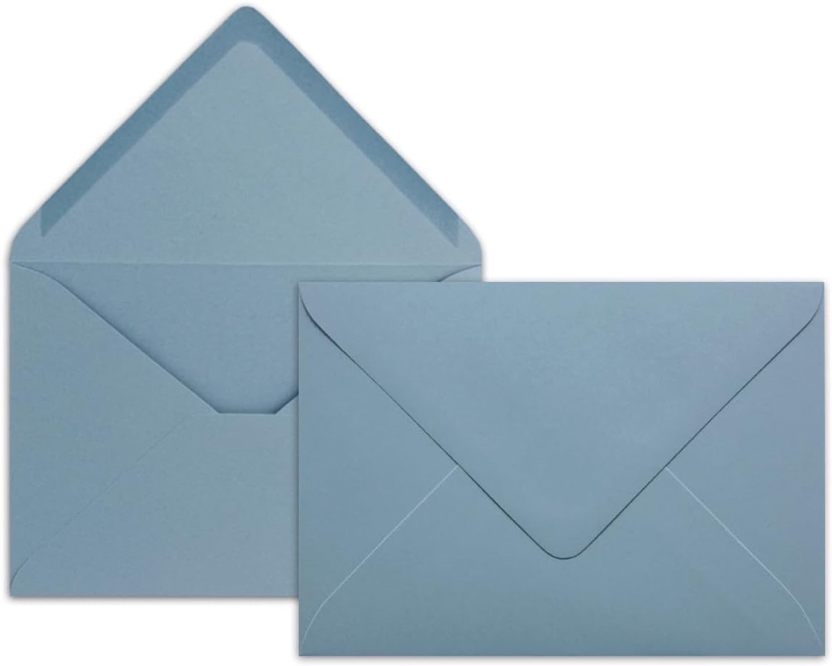 100x brief-omslagen in hemel-blauw - 80 g/m² - enveloppen in DIN B6 formaat 12,5 x 17,6 cm - natte plakrand zonder venster