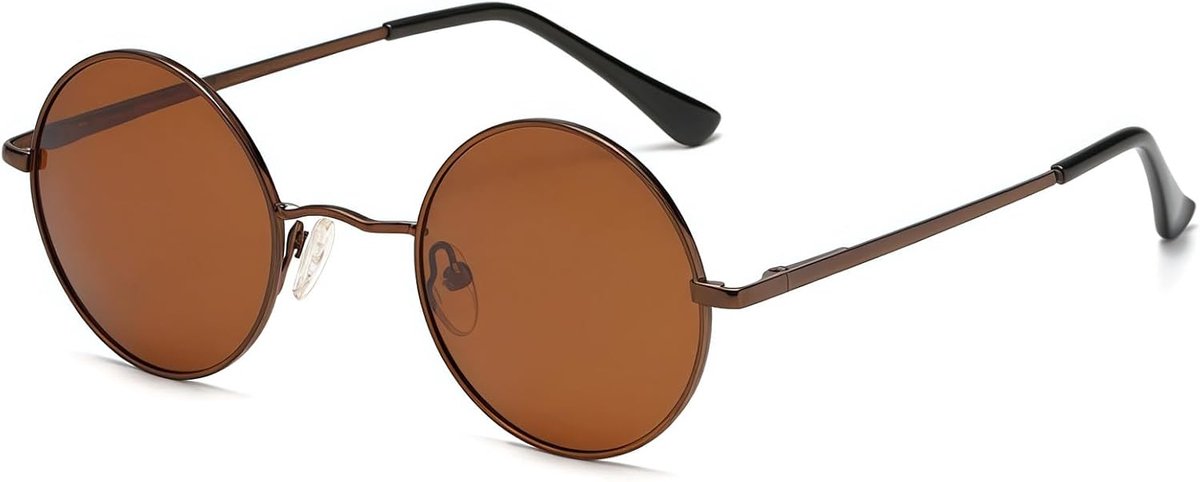 ronde gepolariseerde zonnebril voor dames en heren, vintage ronde punk-stijl bril met UV400-bescherming