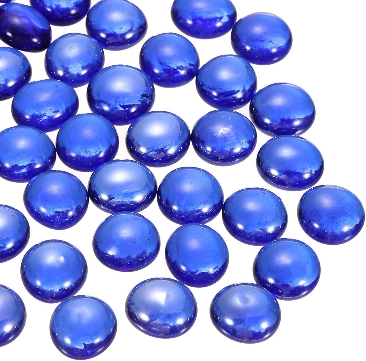 Glasparels, 20 stuks platte glazen edelstenen, diepblauw, 0,22 lbs (0,47-0,55 inch), glazen ks, kiezelstenen voor vazenvulling, aquarium, decoratie, doe-het-zelf handwerk