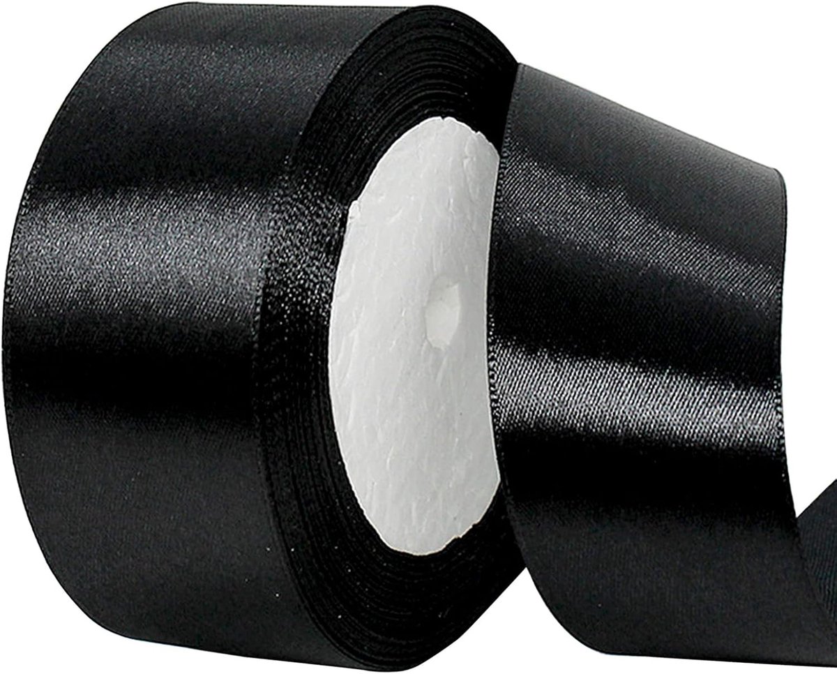 rand 22 m zwart lint satijnen lint, polyester dubbelzijdig lint, 40 mm lint ballon lint stof lint polyester dubbelzijdig satijnen lint kerstlint