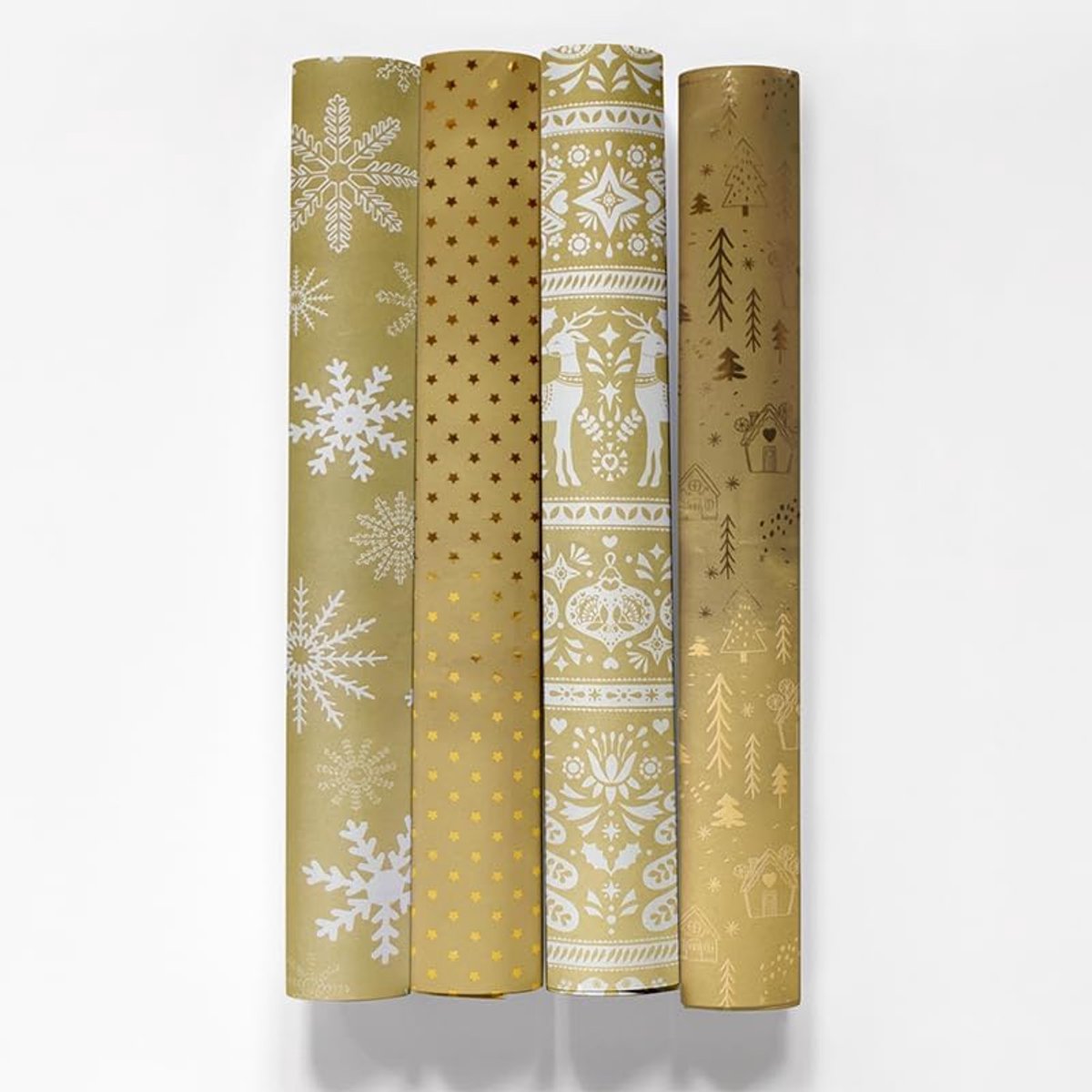 Inpakpapier kerst - 4 rollen van 1,5m x 70cm - Luxe blauw design - Perfect voor feestelijke cadeaus - SnelShoppen