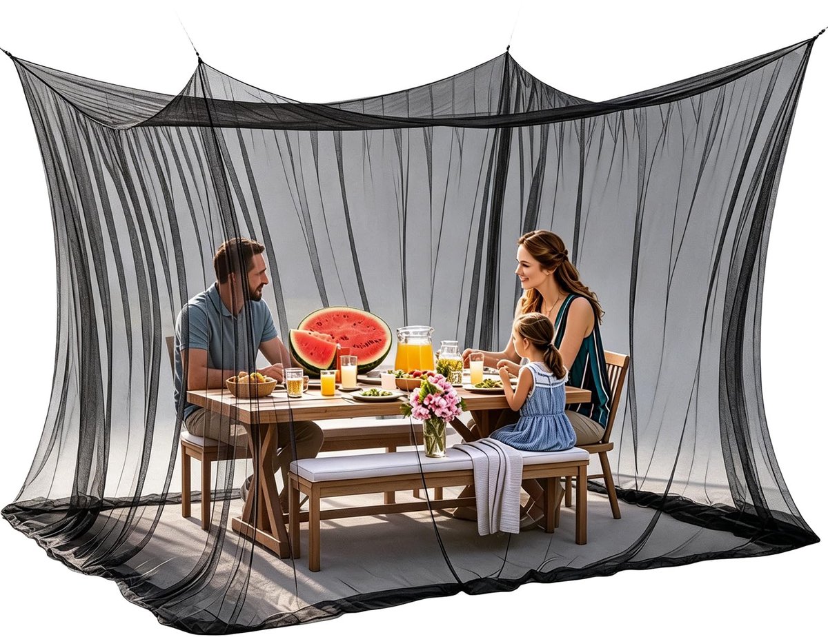 Muggennet voor reizen 300 x 300 x 250 cm - fijnmazig - ultralicht - ideale insectenbescherming - SnelShoppen