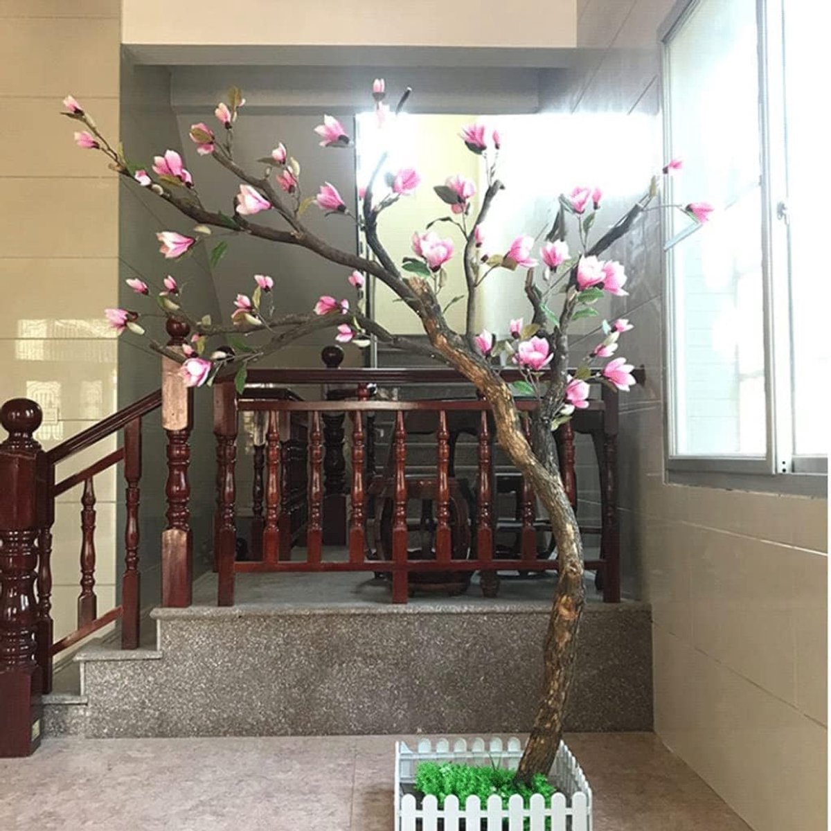 Fake Plants in Indoor, Magnolia Blossom Branches, Grote Kunstmatige Plum Blossom Tree for Indoor Outdoor Woondecoratie Kunstplant (Color : A)