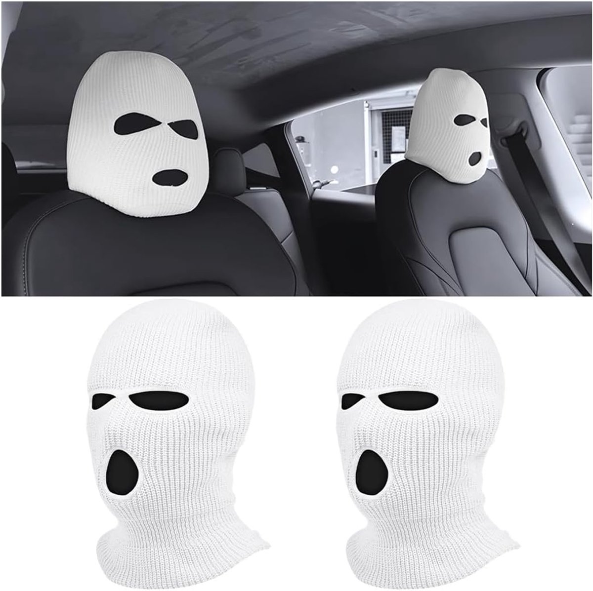 2 stuks gepersonaliseerde ademende hoofdsteunhoezen, wasbare hoofdsteunhoezen voor auto's, stofdicht, voor auto, camper, wit