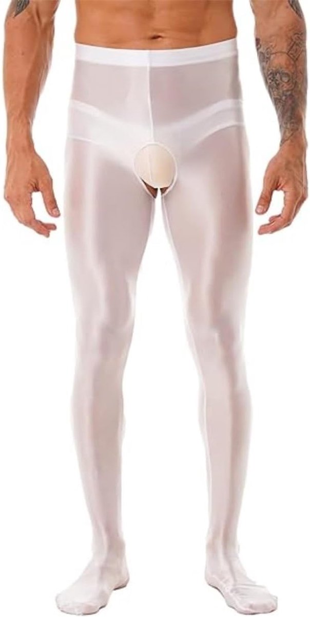 panty voor heren, hoge taille, buikweg-panty zonder kruis, naadloze rekbare spandex-leggings voor jaren 80, disco, nauwsluitende nylon kousen voor dans, nachtclub en rave-party