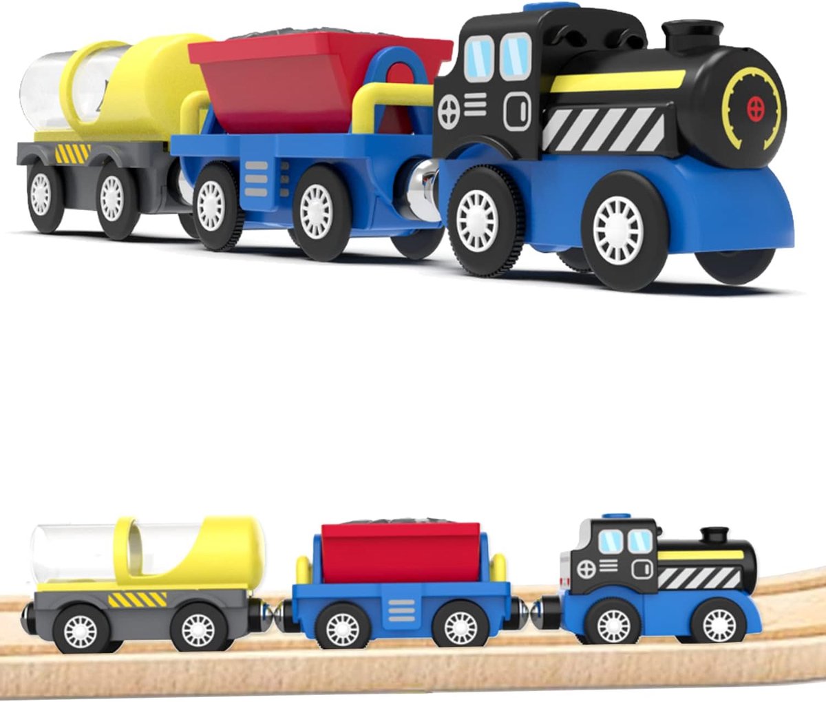Elektrische trein, elektrische locomotief voor kinderen, op batterijen werkende locomotief, speelgoed compatibel met Brio houten rails, speelgoed voor jongens en meisjes