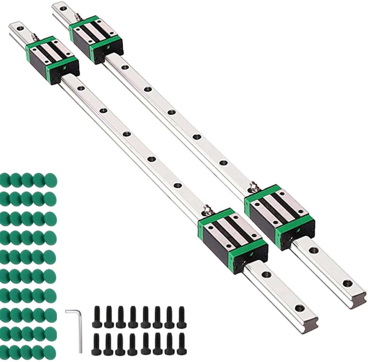 geleiding, HGR 20, 1200 mm, lineaire rail met 4 glijblokken, voor 3D-printers, CNC-machines, elektrische apparaten, medische machines, 2 stuks