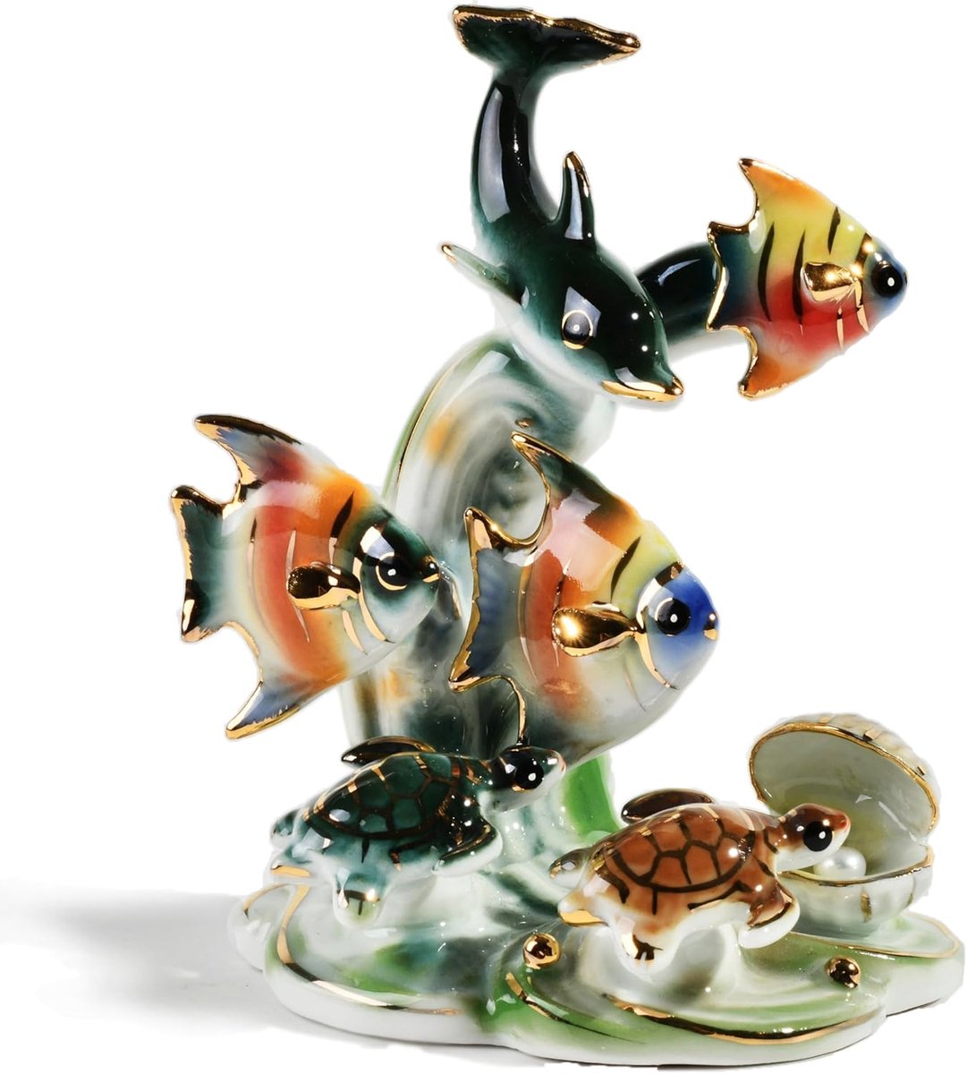 Porseleinen beeldjes, gouden vis, memorabilia, geschenken, sculptuur voor thuisdecoratie (verticaal)