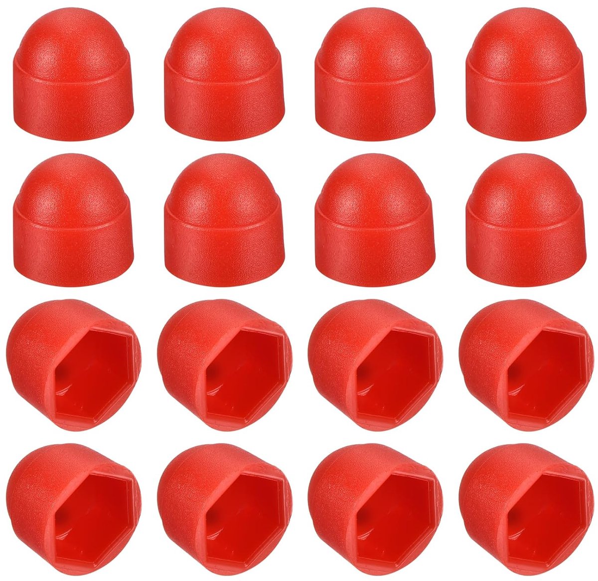 Zeskantmoeren, 150 stuks, M8 rode kunststof koepelmoeren, beschermafdekking voor zeskantschroeven, bouten