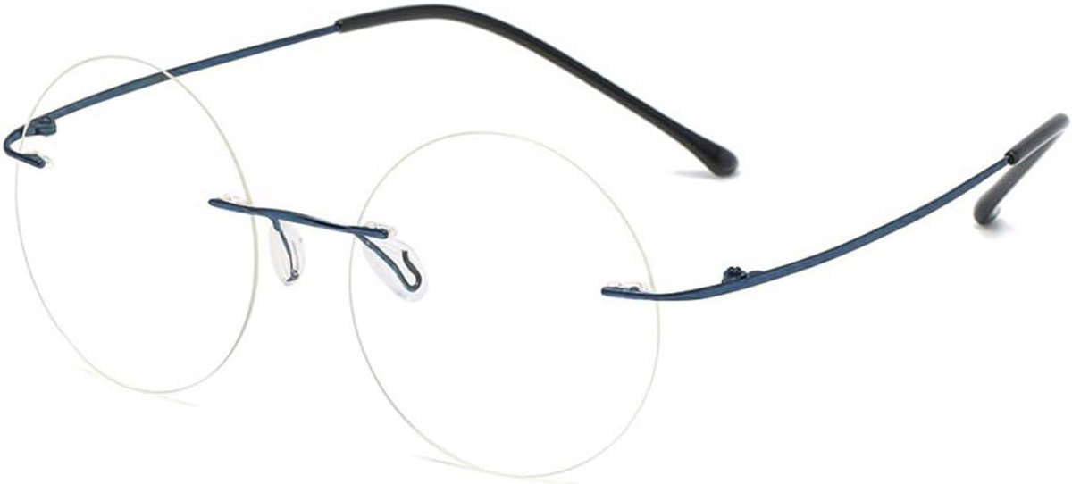 Titanium ronde randloze leesbril met blauwlichtfilter, voor heren en dames, ultralicht, frameloze leesbril, leeshulp, werkbril, anti-vermoeidheidsbril 0,0, 1,0, 1,5, 2,0, 2,5, 3,0, 3,5, 4.0
