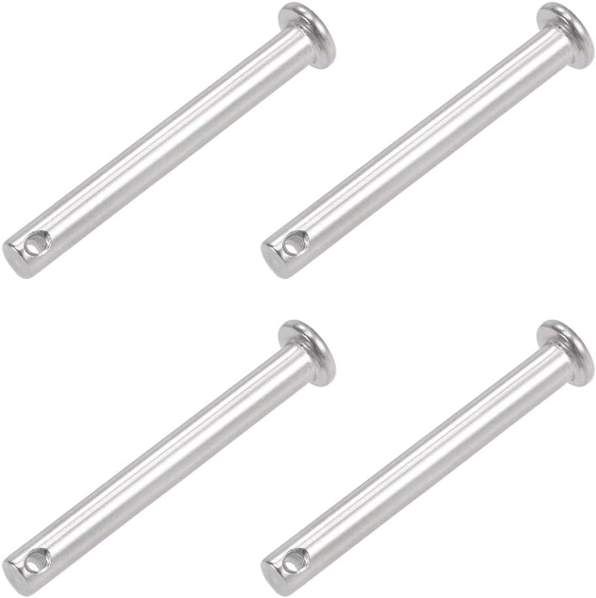 Sourcing map 4 x vorkbout scharnierpen verbinding enkel gat 304 roestvrij staal 6 mm x 50 mm platte kop
