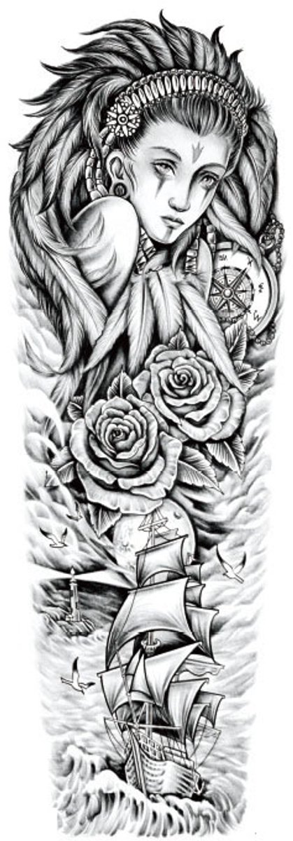 Tijdelijke sleeve tattoo gezicht 3 dagen