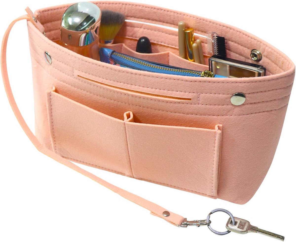 Handtas, portemonnee, organizer, tas in tas met sleutelhanger voor Speedy Neverfull, 8 kleuren, roze, large
