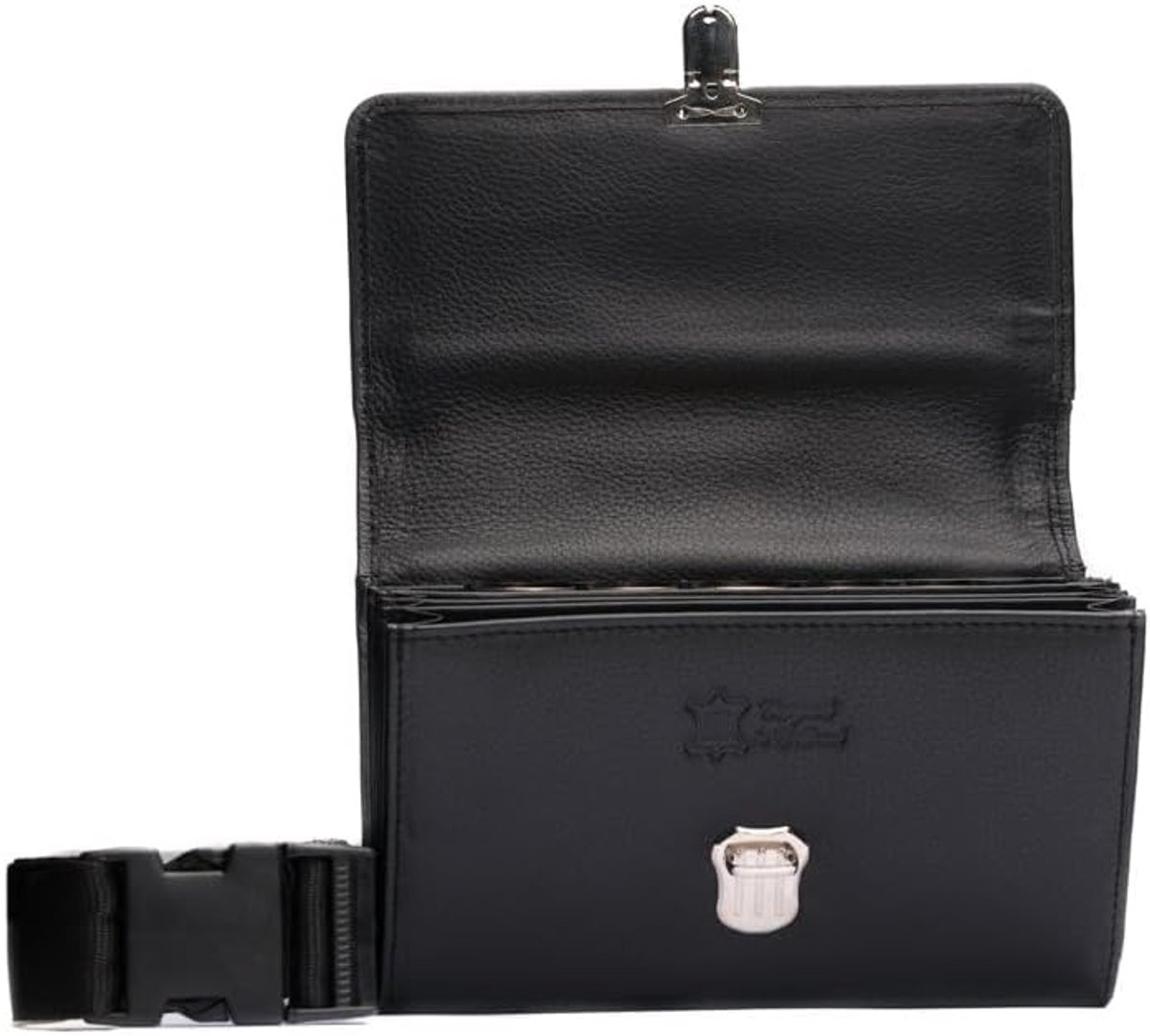 Horeca wallet - Coin holder - Nylon riem - Handgemaakt van echt leer, zwart - SnelShoppen