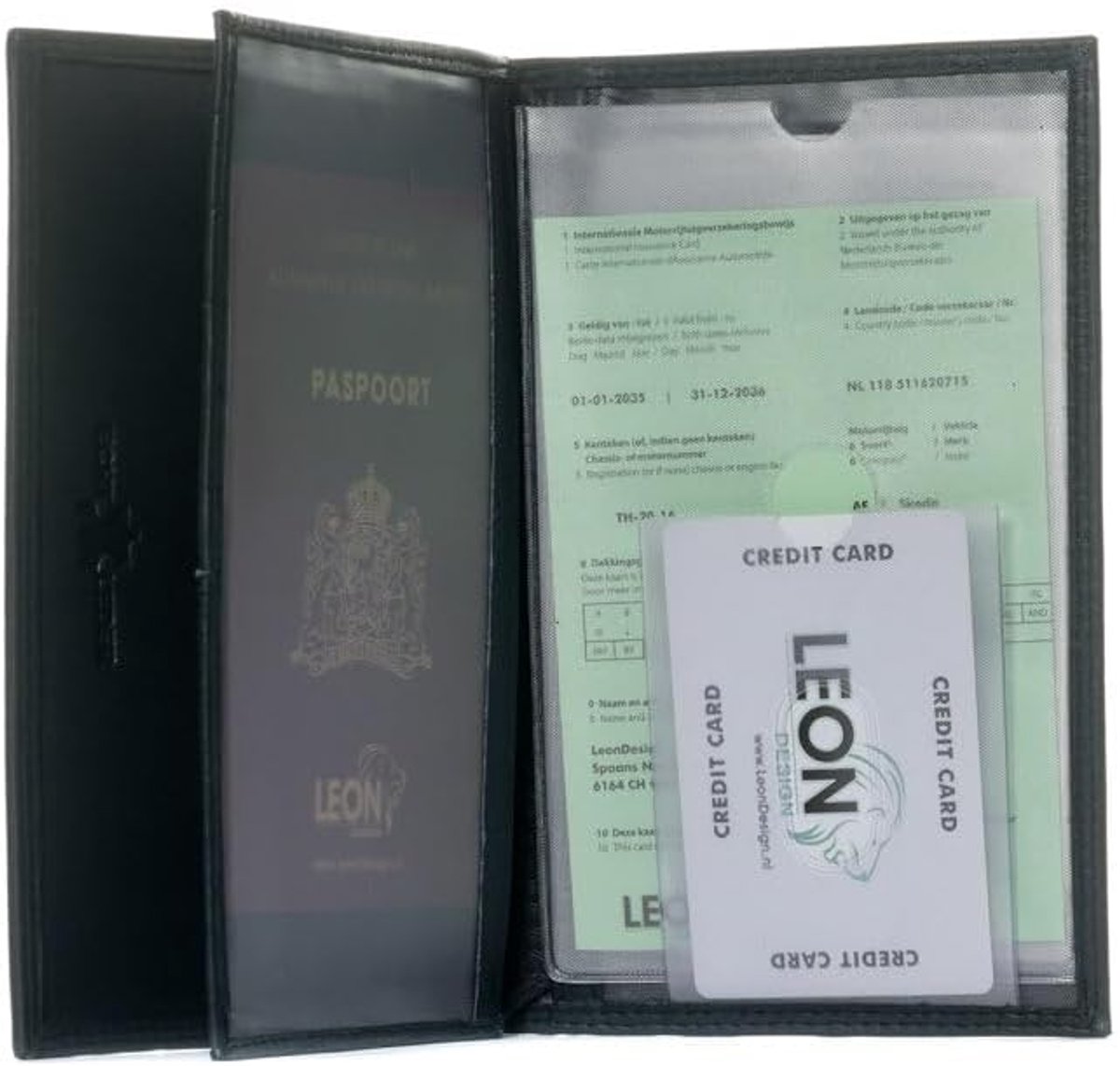 autopapieren mapje A5 - zwart leer - stijlvol en praktisch - voor kentekenbewijs - SnelShoppen