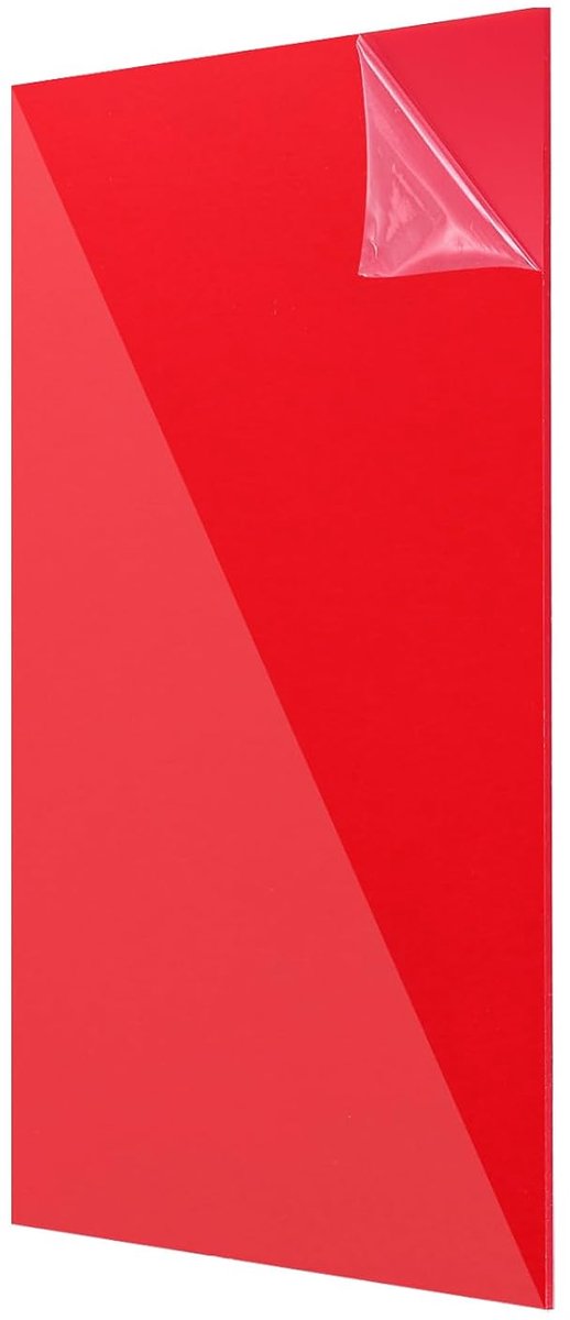 Acrylplaten, 30 x 20 cm, acrylpaneel, 3 mm kunststof plaat voor fotolijst, bordhouder, doe-het-zelf tentoonstellingsprojecten, knutselen, helder rood