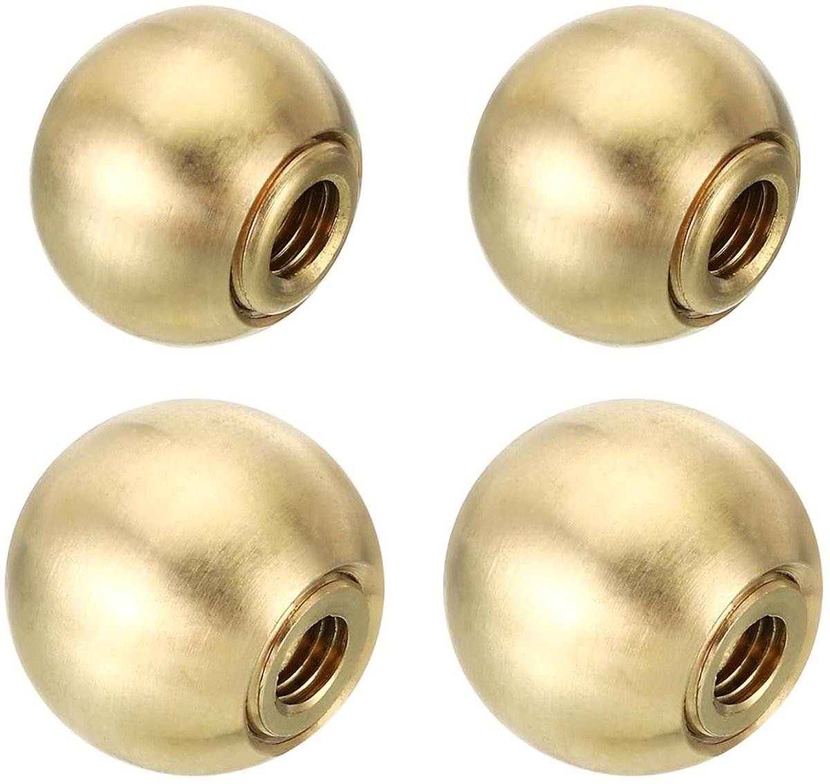 17,5 mm 20 mm kogelknoppen voor lampen, 4 stuks moeren met gebogen kop van massief messing voor lampenkap, met messing reduceeradapter voor tafel- en vloerlampen