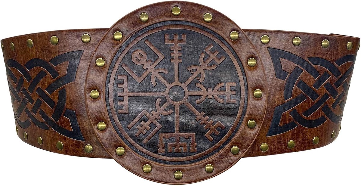 Middeleeuwse lederen riem, Viking kompas reliëf riem, Noordse Keltische ridder riem, vintage brede lederen riem voor cosplay