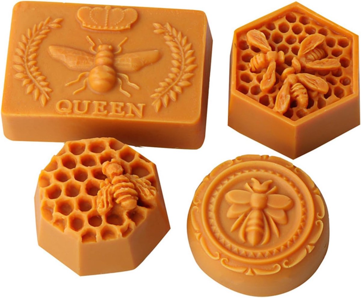 4 stuks honingraatvorm, kaarsvormen, siliconen vorm, 3D-kaars, siliconen vorm, gietvorm, siliconen kaarsgietvorm voor het maken van 3D-kaarsen, zeep, wax handwerk