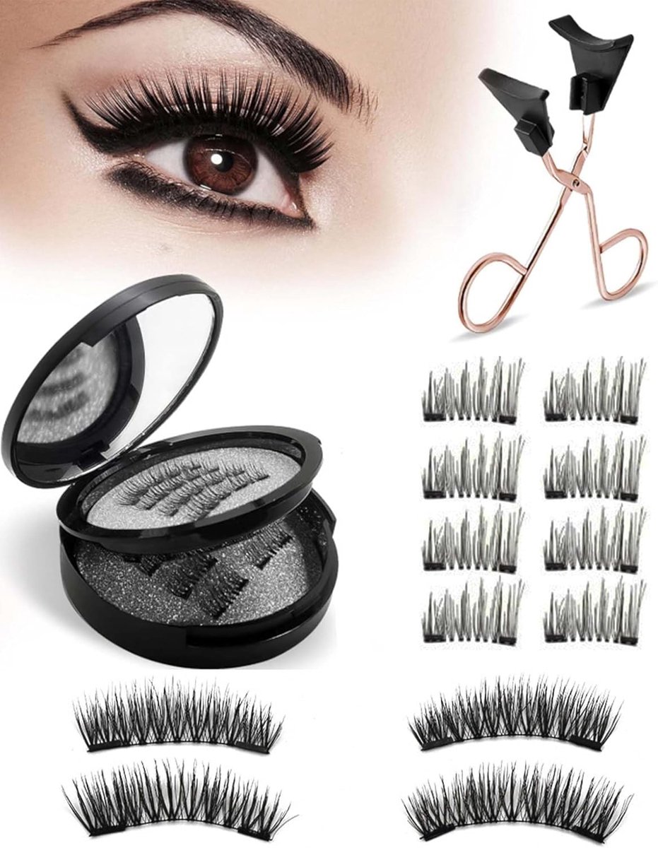 Magnetische wimpers, herbruikbare magneetwimperset met tang, natuurlijke look, kunstwimpers, geen lijm nodig