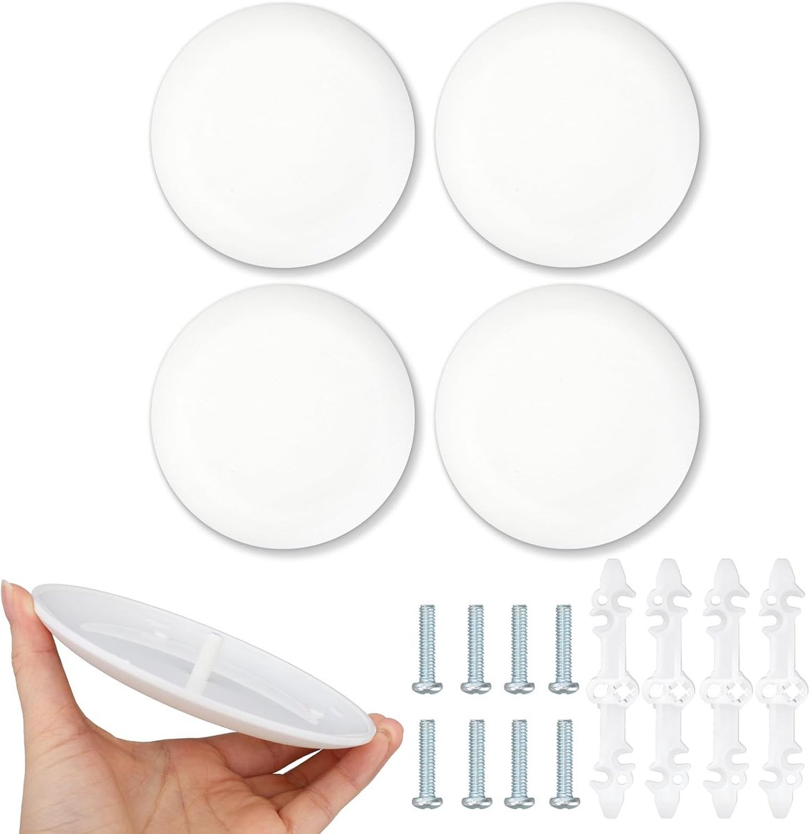 4st CP3540 Plafond Afdekplaat, Kunststof Ronde Afdekplaat Elektrische Doos voor Gaten Van 8,89 Tot 10,16cm Rookmelder Afdekking Afdekking Lampgat (Wit)