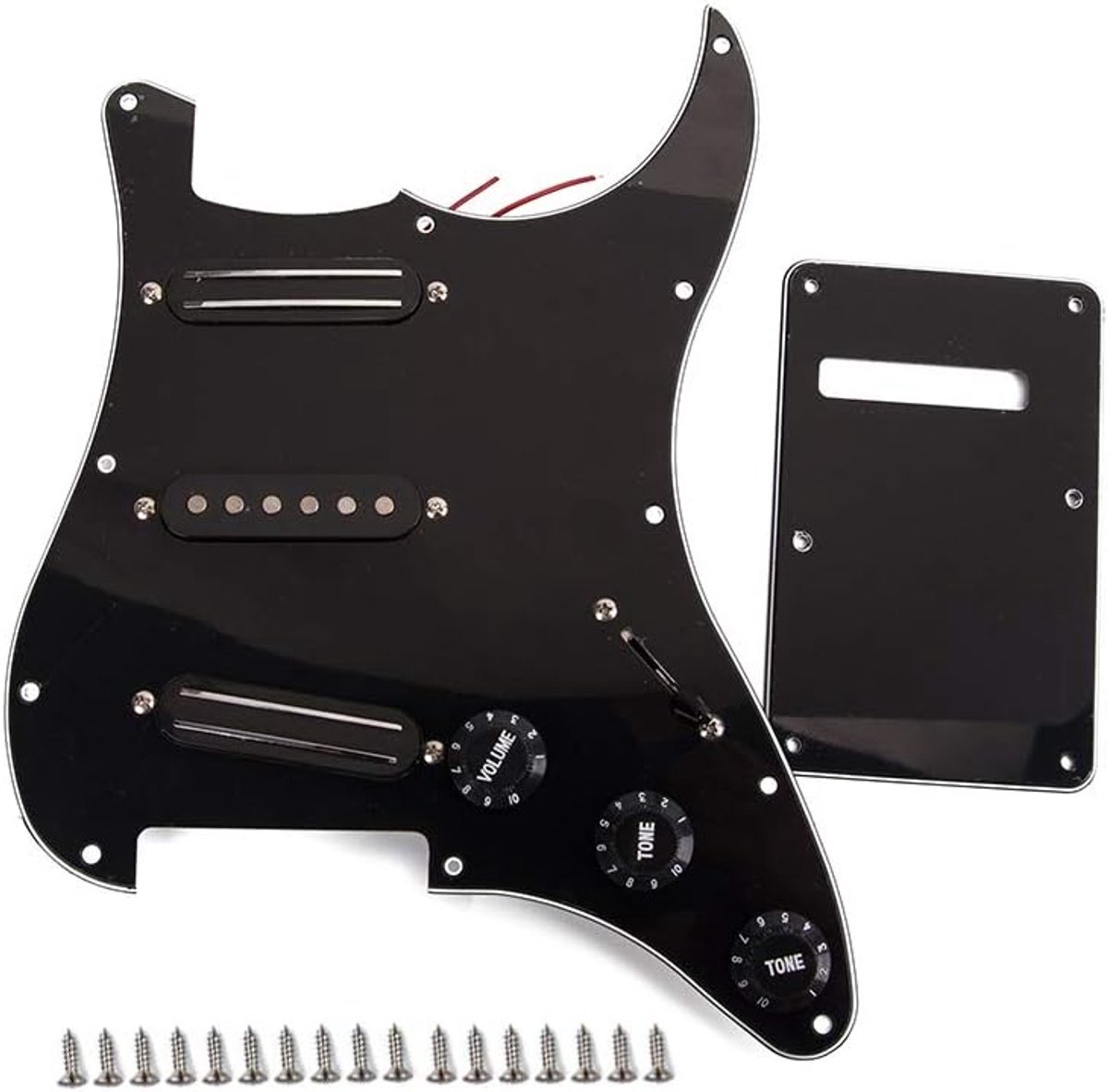 Zwarte 3-laags SSS Dual Rail Pickups Loaded Voorbedrade slagplaten voor 11 Hole elektrische gitaar, zwart
