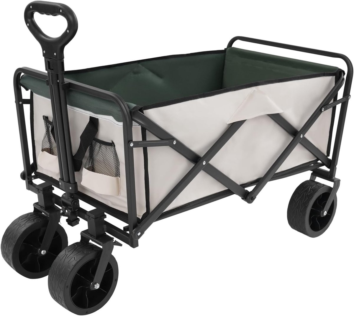 Handwagen, opvouwbaar, 800D polyester, draagkracht 115 kg, verstelbare handgreep (74-98 cm) voor camping, winkelen, tuin, strand