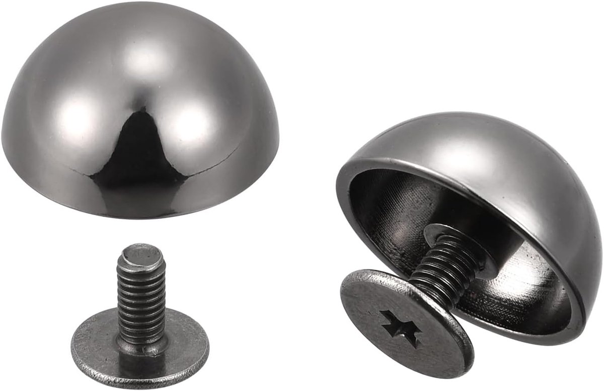 sourcing map 20 sets 15x7,5 mm schroefklinknagels holle ronde kop lederen klinknagels zwart