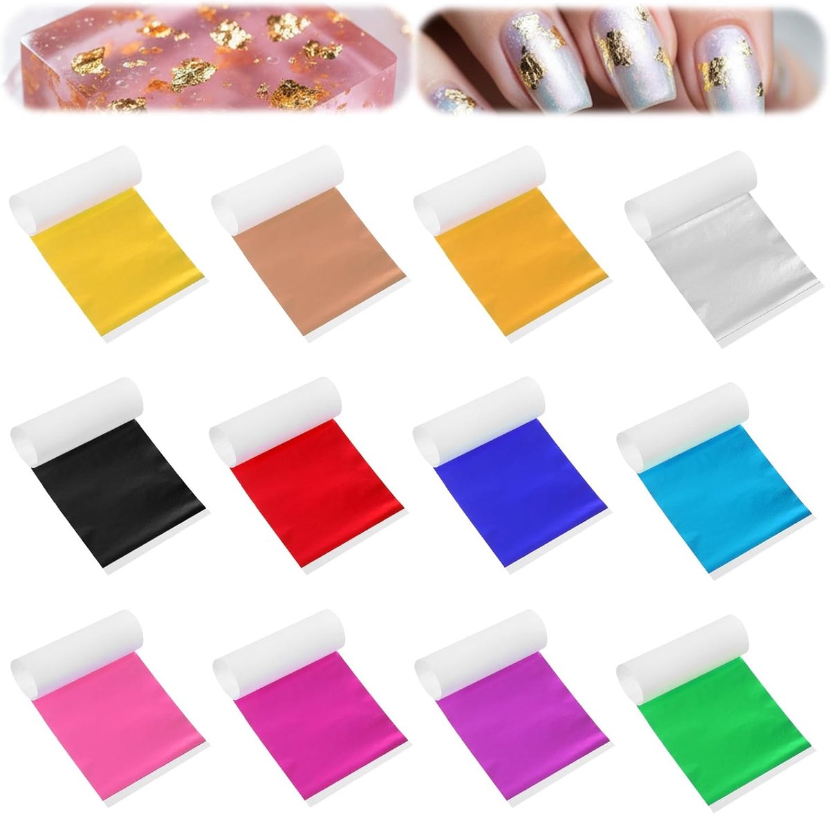 120 STKS Goudblad Vellen 12 Kleuren Goudfolie Vellen Goudfolie Papier voor Kunst Decoratie, Fotolijsten, Nagels, Handwerk