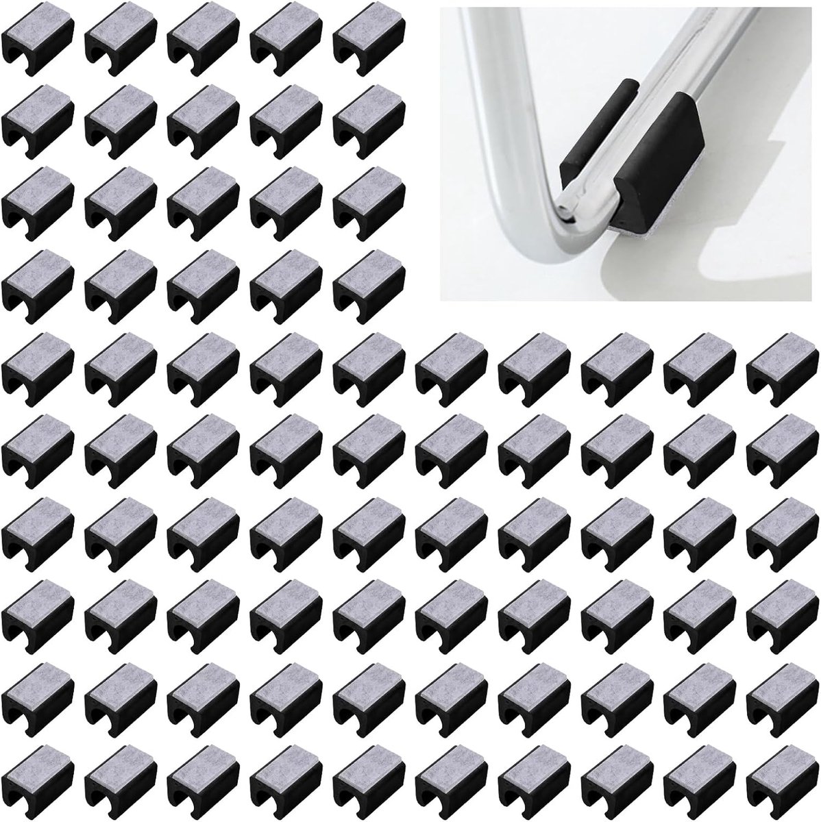 80 stuks 12 mm kunststof stoelpootbeschermers met vilten pads, U-vormige stoelbuis vloerbeschermers voor ronde slee-basis, stoelpoot (zwart)