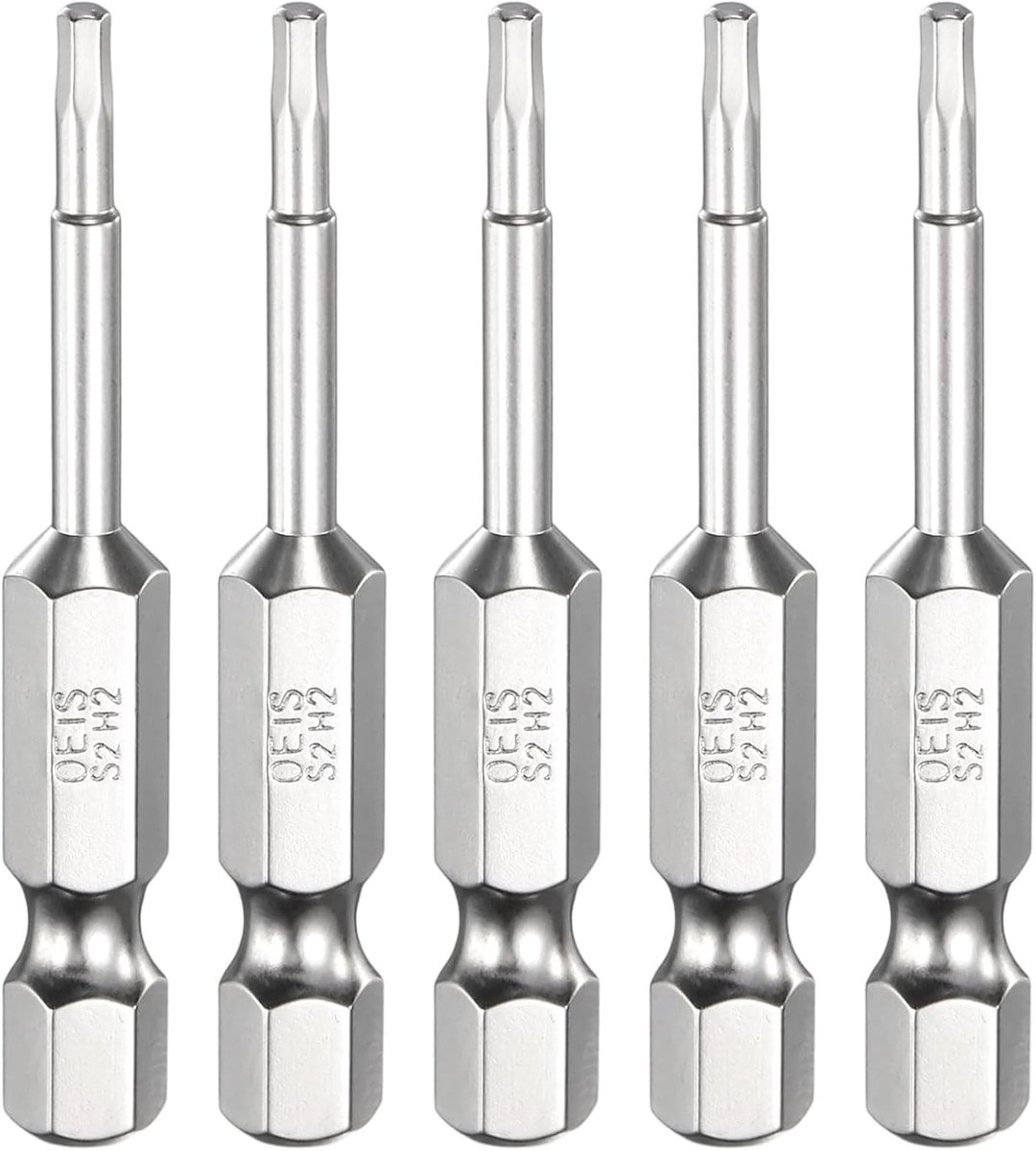 Schroevendraaierset, H2.0, 5 stuks, 1/4 inch inbus-schroevendraaier, 50 mm lang, zeskantige boor, sleutel, magnetische steeksleutel, industrie, S2, gelegeerd staal, zeskantige bitset