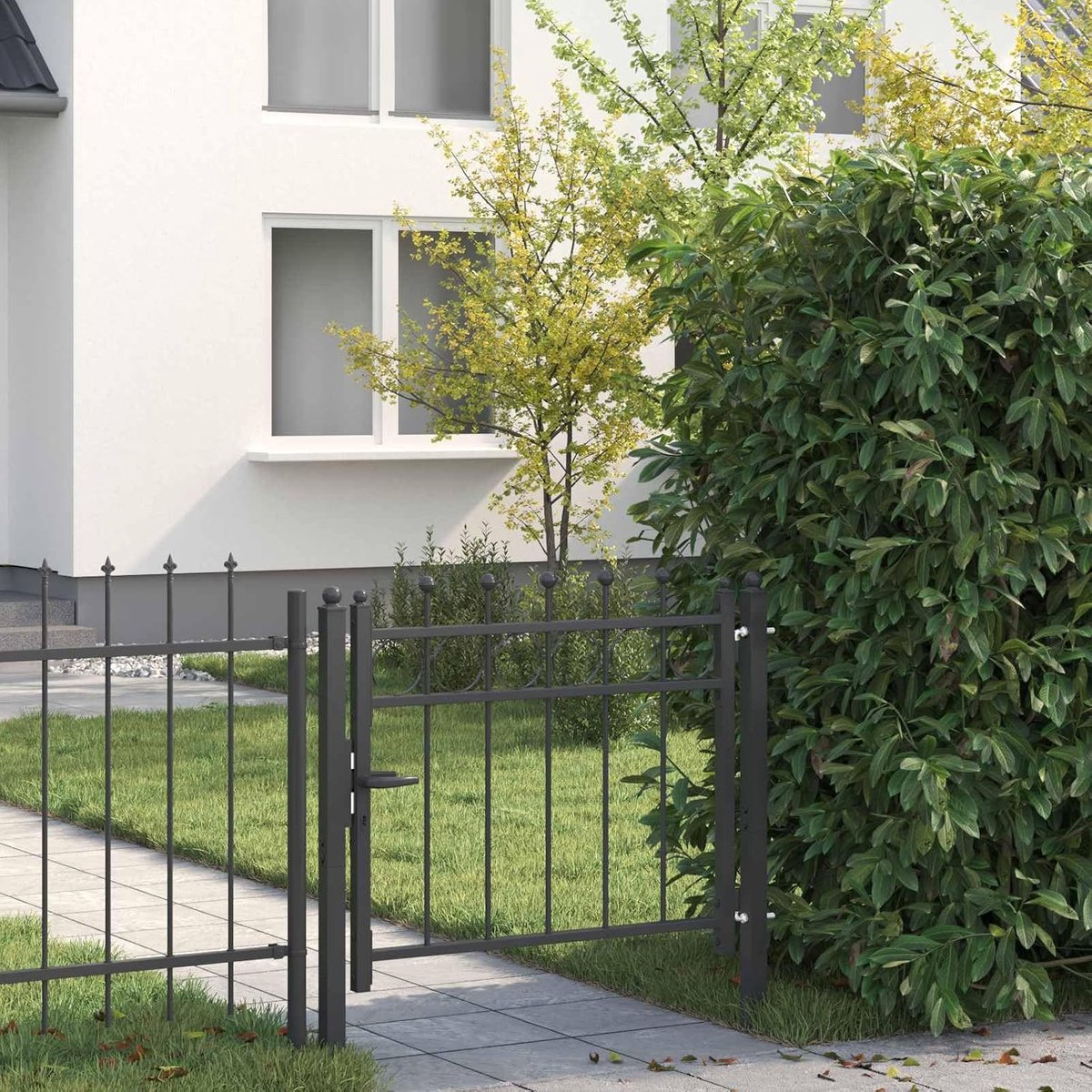 Poort, zwart, afsluitbaar, 100 x 75 cm | Gepoedercoat, antislip design, volledig sluitsysteem, voor tuin en oprit