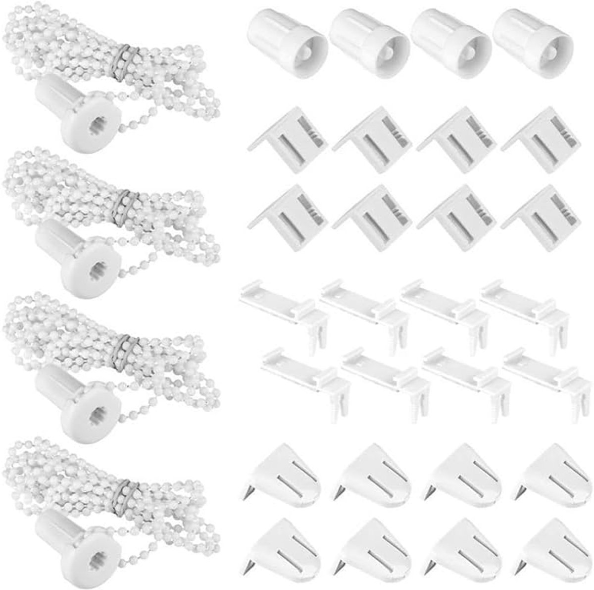 Rolgordijnhouder voor ramen, set van 4 rolhouders zonder boren, 17 mm Klemmfix voor verduisteringsrolgordijn, dubbel rolgordijn (wit)