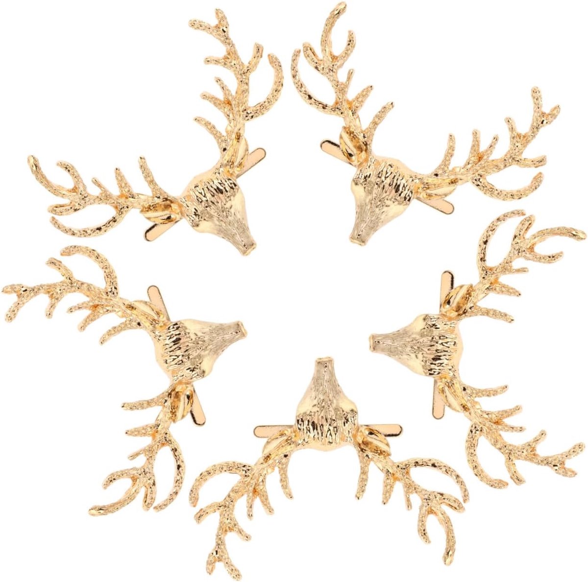 5 stuks unieke tasklemmen van metaal in goud met hertenkopvorm, stijlvolle tasclips voor schoudertassen als kerstdecoratie en veelzijdig inzetbaar