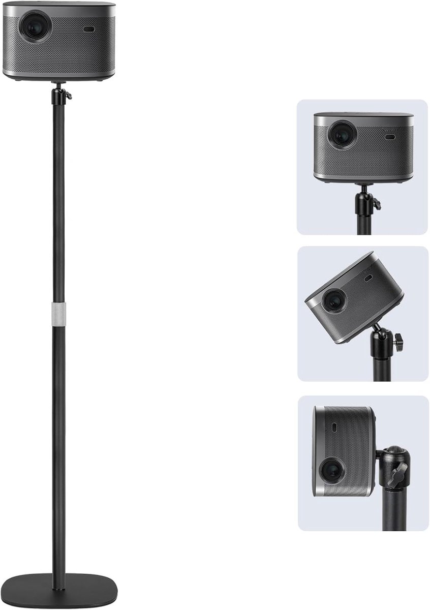 Projector-vloerstatief, in hoogte verstelbaar van 16 tot 47 inch, 360 graden draaibaar, met universele 1/4 schroefdraad, compatibel met beamers, camera's, mobiele telefoonhouders, staande type