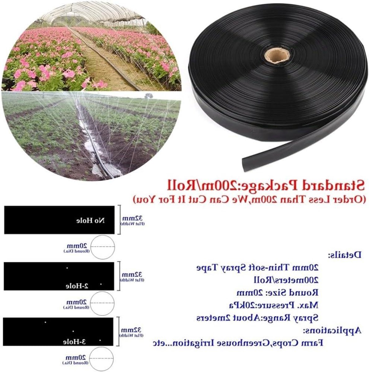 Druppelslang Irrigatie - Platte spuittape Waterslang - Efficiënte Tuinberegening - Flexibel en Knikvrij - 50 meter - Niet gespecificeerd