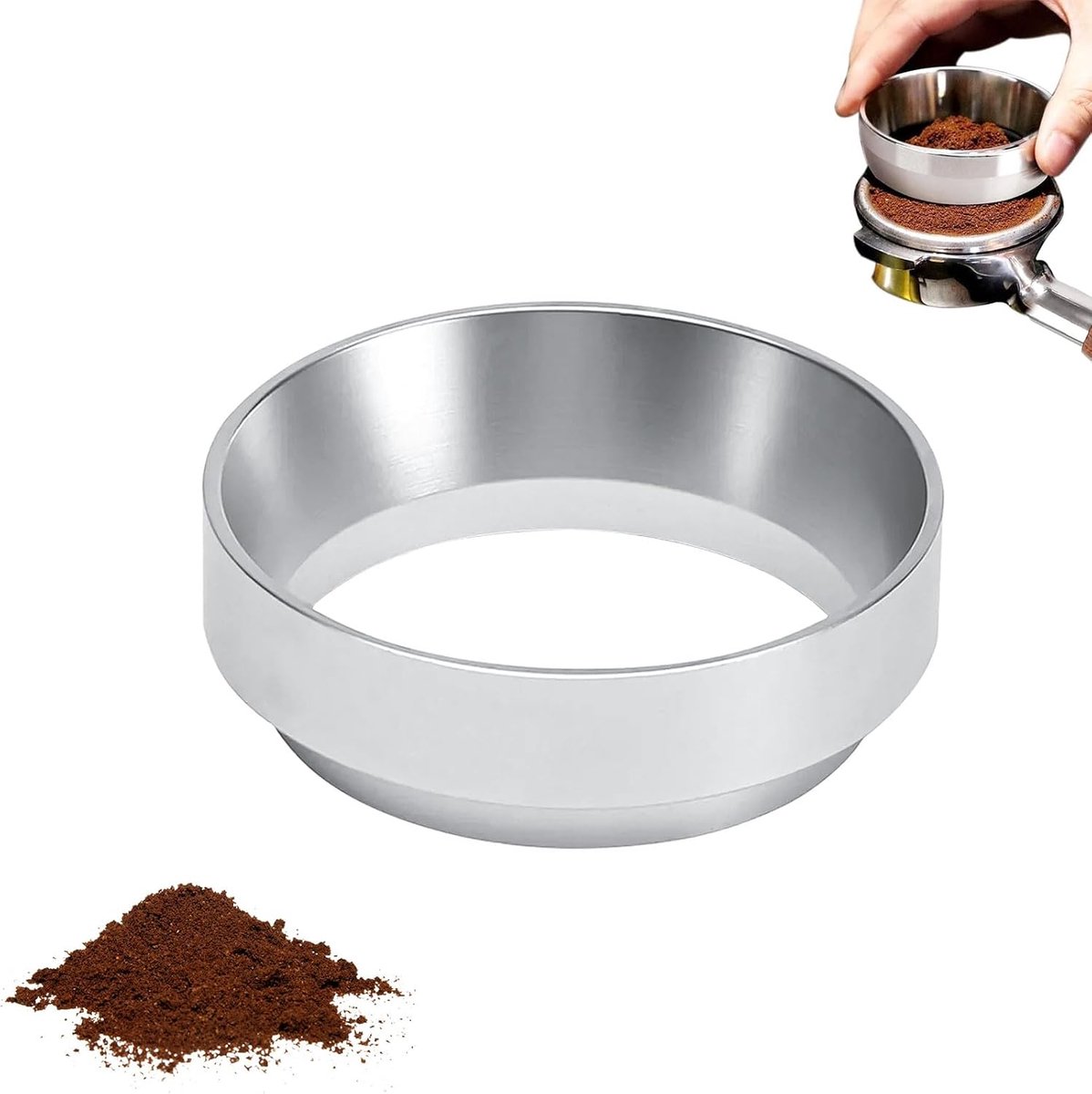 Koffie doseerring, 58 mm, doseertrechter, magnetische zeefhouder, 58 mm, koffiedoseerring, espresso trechter, koffiedoseerring, barista-accessoires voor koffiezetapparaat