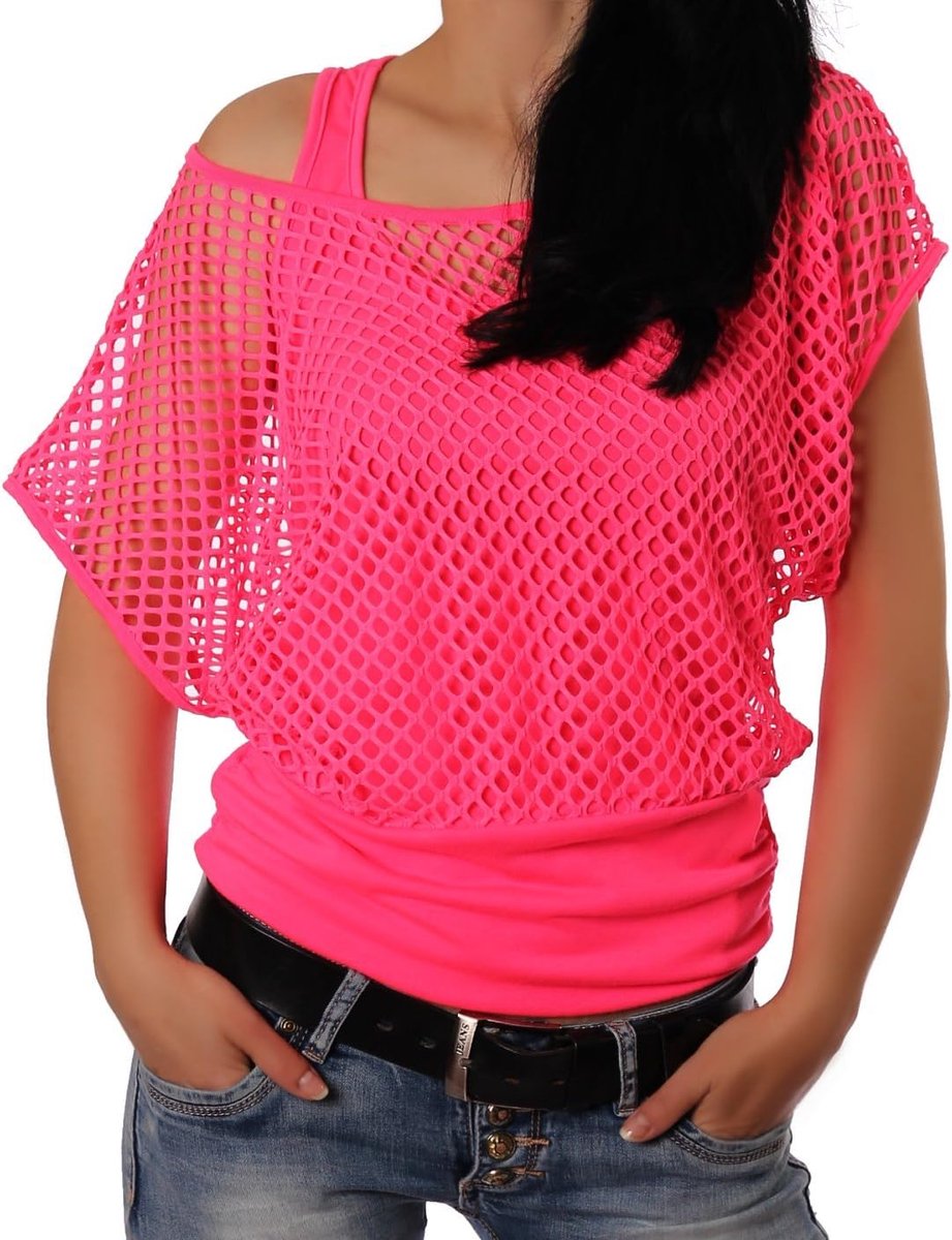 Age Feesttop voor dames, zomertop, carnaval, feest, bovenstuk, actuele trend in neonkleuren